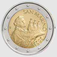 Fior di conio UNC - 2 € San Marino 2023 - Nuova faccia nazionale