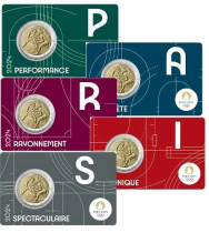 2 euro Francia 2024 - Serie 5 Coincard Ufficiali BU -  Olimpiadi Paris 2024