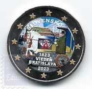 2 euro colorato in capsula Slovacchia 2023 - Vienna - Bratislava
