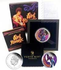 1 $ 2025 -1 Oncia Argento 999.9 proof - Jimi Hendrix in scatola ufficiale e certificato Perth Mint Australia