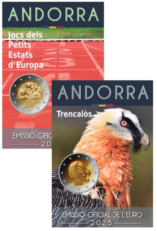 2 euro Andorra 2025 - Giochi dei Piccoli Stati + Avvoltoio barbuto