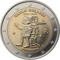2 euro Italia 2026 Carlo Collodi - le avventure di Pinocchio