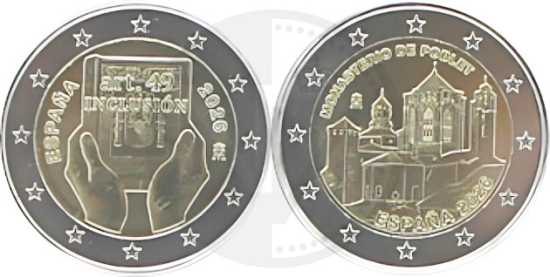 2 x 2 euro Spagna 2026 - Monastero di Poblet + Spagna e disabilità: protezione, e diritti di inclusione
