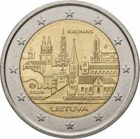 Questa è la moneta commemorativa da 2 euro che la Lituania dedica alla città di Kaunas.