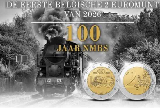  2 euro Belgio 2026 - 100 anni della Compagnia Ferroviaria Nazionale del Belgio