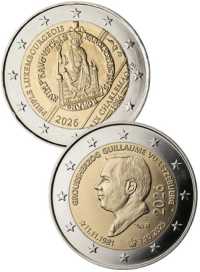 2 euro Lussemburgo 2026 - 45° compleanno del granduca Guglielmo + 40 anni del Premio Internazionale Carlo Magno  