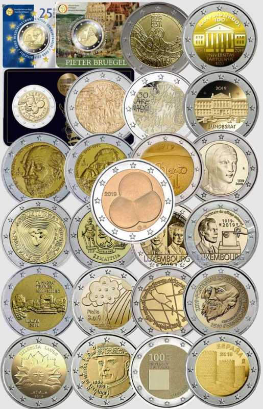 Monete Euro - Collezione Completa - 2 Euro Commemorativi 2019 (25 monete)