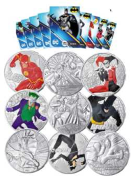 Serie Fumetti DC - 9 monete 10 € argento Super Eroi in blister