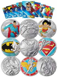 Seconda parte Serie Fumetti DC - 9 monete 10 € argento Super Eroi in blister (10/18)