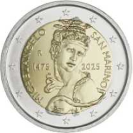 2 euro San Marino 2025 in capsula BU -  550° anniv. nascita Michelangelo Buonarroti    