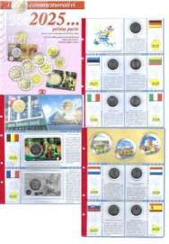 Collezione completa con pagine raccoglitrici 2 euro commemorativi 2025 - Prima parte ( 11 monete )