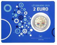 2 euro Lussemburgo 2025 - Coincard Ufficiali BU COLORE -  Marchio  Zecca olandese - 25° anniversario dell'ascesa al trono del Granduca Henri 