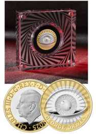 Moneta 2 £ argento e oro Proof in scatola ufficiale e certificato Royal Mint 2025 - George Orwell ed il Grande Fratello 
