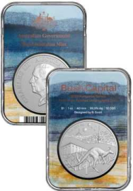 Moneta 1 $ Australia  Blister speciale  Australian Royal Mint 2025 -  1 Oncia Argento smerigliato 999,9 Proof (31,107 g)) -  Canguro