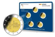 2 euro Germania 2025 - Coincard  Ufficiale  BU x 5 Zecche A-D-F-G-J> 35 anni dell'unità tedesca