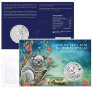 Moneta 1 $ Australia  Blister speciale  Word Money Fair USA- Perth  Mint Australia 2025 - 1 Oncia Argento 999,9 Proof (31,107 g)) -  Koala