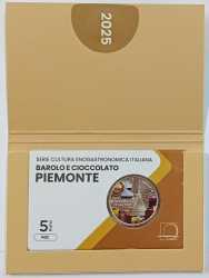5 € Italia 2025 - Serie Cultura Enogastronomica Italiana  - Barolo e cioccolato - Piemonte