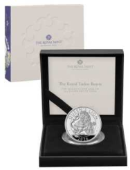 Moneta 2 £ in scatola ufficiale e certificato Royal Mint 2026 - 1 Oncia Argento 999,9 Proof (31,21 g)) - Le Bestie dei Tudor : Il Leone della Regina