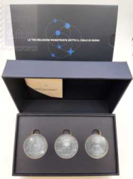 Trittico 3 euro Italia Ag.2025 - Le tre religioni monoteiste sotto il cielo di Roma