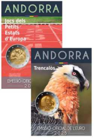 2 x 2 euro Andorra 2025 coincard BU  - Giochi Piccoli Stati + Falco Pescatore