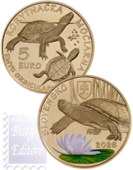 5 € Slovacchia 2026 - Flora e fauna Slovacca - tartaruga palustre europea.
