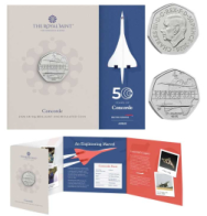 Moneta 50 pence - 50° primo volo Concorde - Confezione Ufficiale Royal Mint 2026