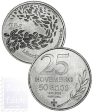2,5 € Portogallo 2026 - 50 anni di liberta' in Portogallo