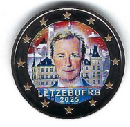 2 € colorato in capsula Lussembirgo 2025  - 25° anniversario dell'ascesa al trono del Granduca Henri 