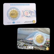 2 euro Belgio 2026 -Coincard Ufficiale BU - (Versione Francese) 100 anni dellla Compagnia Ferroviaria Nazionale del Belgio
