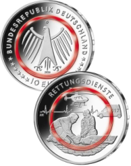 10 € Germania 2026 ( zecca casuale) - Anello Polimero rosso - Servizi di Emergenza