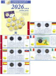 Collezione completa con pagine raccoglitrici 2 euro commemorativi 2026 - Prima parte ( 11 monete)