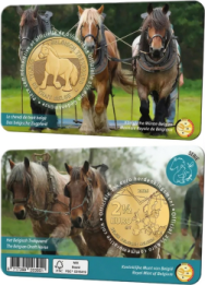 2,5 € Belgio 2025 - Coincard Ufficiale BU (Versione Francese) - Il cavallo da tiro belga