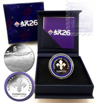 5 € Italia 2026 Argento Proof colore  - 100 Anni ACF Fiorentina - 
