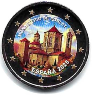 2 € colorato in capsula Spagna 2026 - Monastero di Poblet