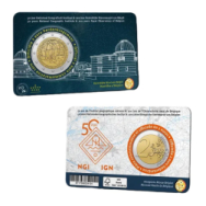 2 euro Belgio 2026 -Coincard Ufficiale BU - (Versione Olandese) 50 anni dell'Istituto Geografico Nazionale e 200 anni dell'Osservatorio Reale del Belgio