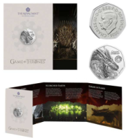 Moneta 50 pence - Trono di Spade ( Fuoco) - Confezione Ufficiale Royal Mint 2026