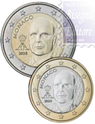1€+2€  Monaco 2026 UNC - Nuova Effigie Alberto II - NON COMMEMORATIVO