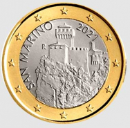 Fior di conio UNC - 1 € San Marino 2021 - Nuova faccia nazionale