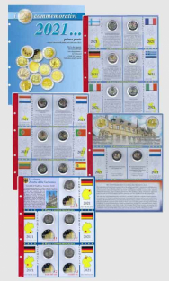 Collezione completa con pagine raccoglitrici 2 euro commemorativi 2021 - Prima parte ( 19 monete con le 5 zecche di Germania)