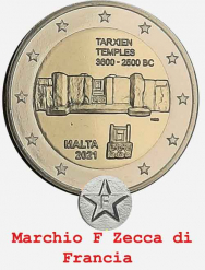 2021 - Fior di conio in capsula BU - 2 euro Malta - Templi di Tarxien (marchio F)