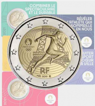 2021 - Fior di conio BU in coincard- 2 euro Francia - Olimpiadi Parigi  2024 ( coincard  casuale)