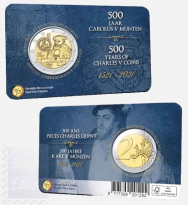 2021 -Coincard Ufficiale BU - (Versione Olandese) 2 Euro Belgio - 500º anniv. emissione di monete durante il regno di Carlo V