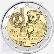 2021 - Fior di conio in capsula BU da coincard - 2 euro Belgio - 500º anniv. emissione di monete durante il regno di Carlo V