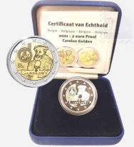 2021 -   Confezione Proof in cofanetto e certificato -2 euro Belgio -500º anniv. emissione di monete durante il regno di Carlo V