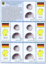 (A) Pagine raccoglitrici 5 euro x5 zecche Germania 2021 - Zola Polare