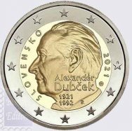 2021- Fior di conio UNC - 2 euro Slovacchia - Centenario della nascita di Alexander Dubcek