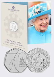  50 Pence  Giubileo di Platino S.A.R. Elisabetta II  - Confezione Ufficiale  Royal Mint 2022 