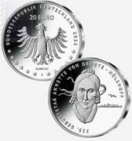   20 € Germania 2022 Ag.925 in capsula -225° compleanno di Annette von Droste-Hülshoff