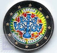 2 euro colorato in capsula Lettonia 2020 - Ceramiche di Latgale