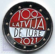 2 euro colorato in capsula Lettonia 2021 - Indipendenza de Iure